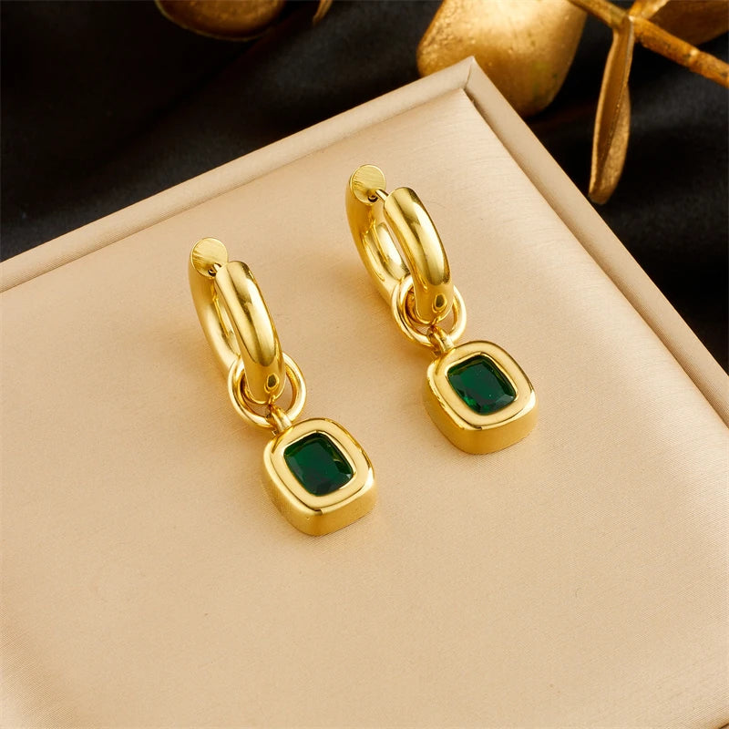Geometric Crystal Stud Earrings | Stainless Steel Boho Fashion Jewellery E4954 | Afrocentric