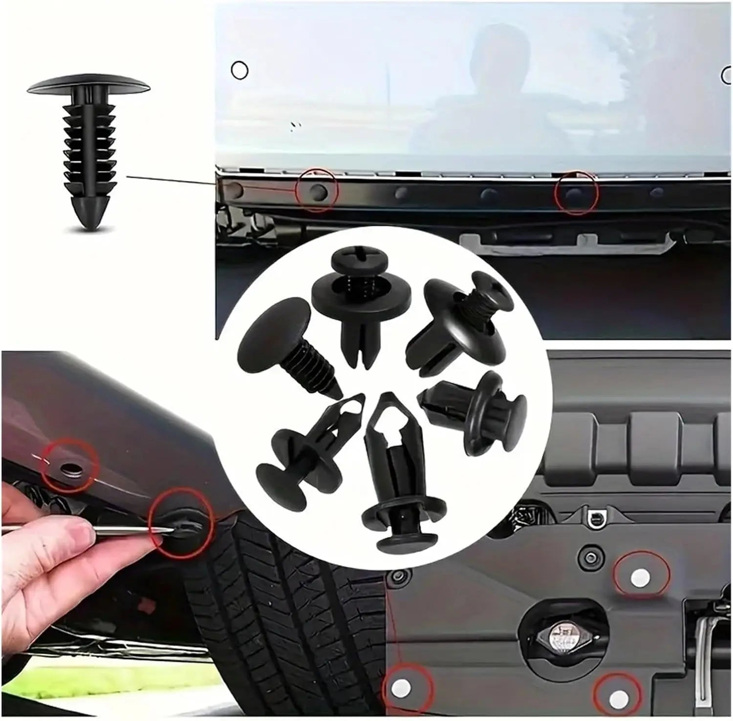 Bagged Set of 190 Pcs Car Universal Buckles 6 Models Size Fastener Rivet Clamping Fastener Buckle Car Accessory Abs Material Fixed Screw | Afrocentric