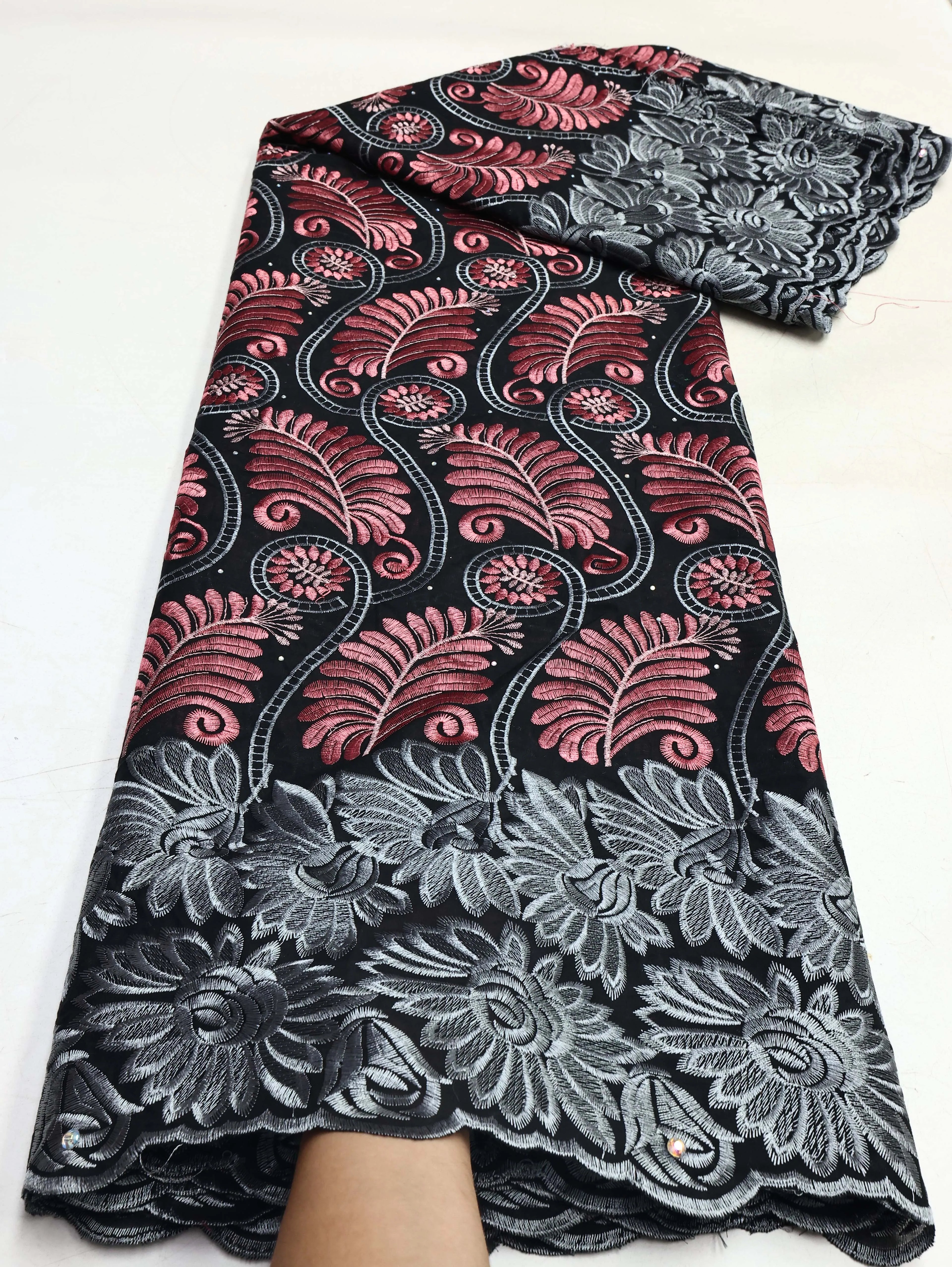 Swiss Voile Lace In Switzerland With 3D Flower Applique Stones 2026 Super Quality African Lace Fabric For Wedding Lace Dress LY3796-5 120cm 5 Yards | Afrocentric