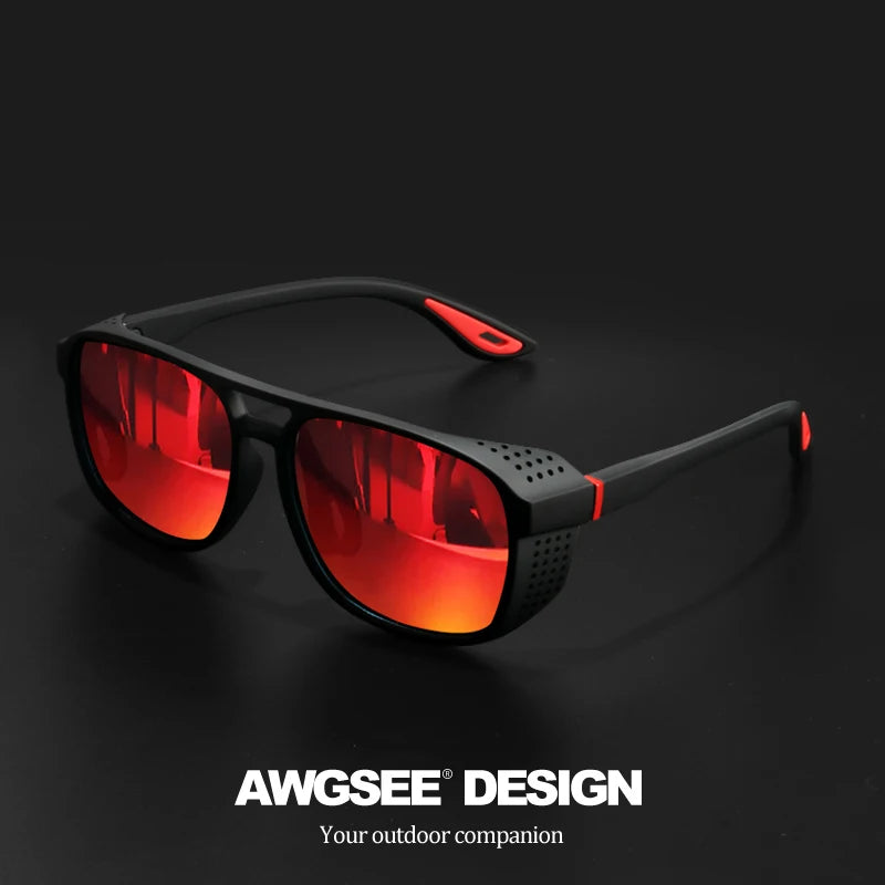 Polarized Sports Sunglasses | UV400 Mirror Lenses for Cycling, Running & Outdoor Sports C4 Red | Afrocentric