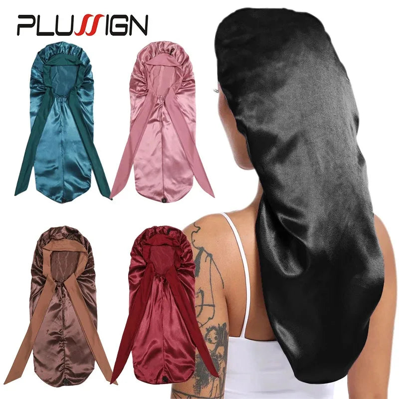 Long Satin Hair Bonnet - Extra Large Sleep Cap with Long Tie for Black Women All Hair Types | Afrocentric