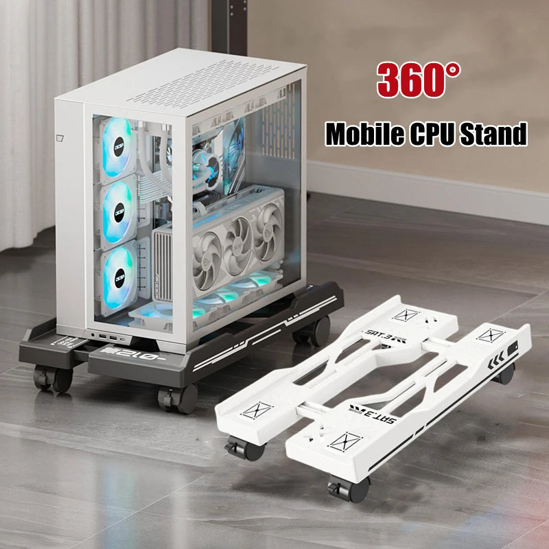 Adjustable CPU Stand with Wheels | Mobile PC Tower Desktop Floor Stand | Afrocentric