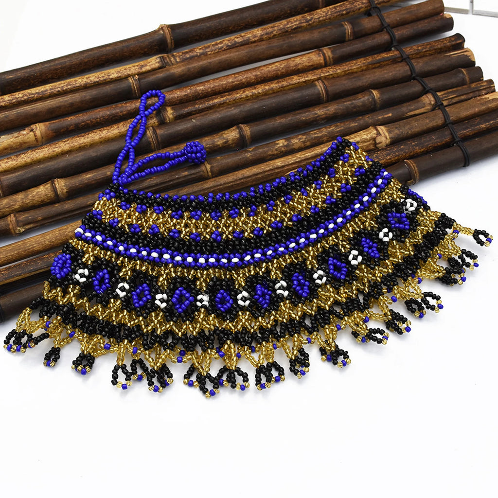 African Tribal Beaded Choker Necklace | Handmade Resin Bib | Afrocentric