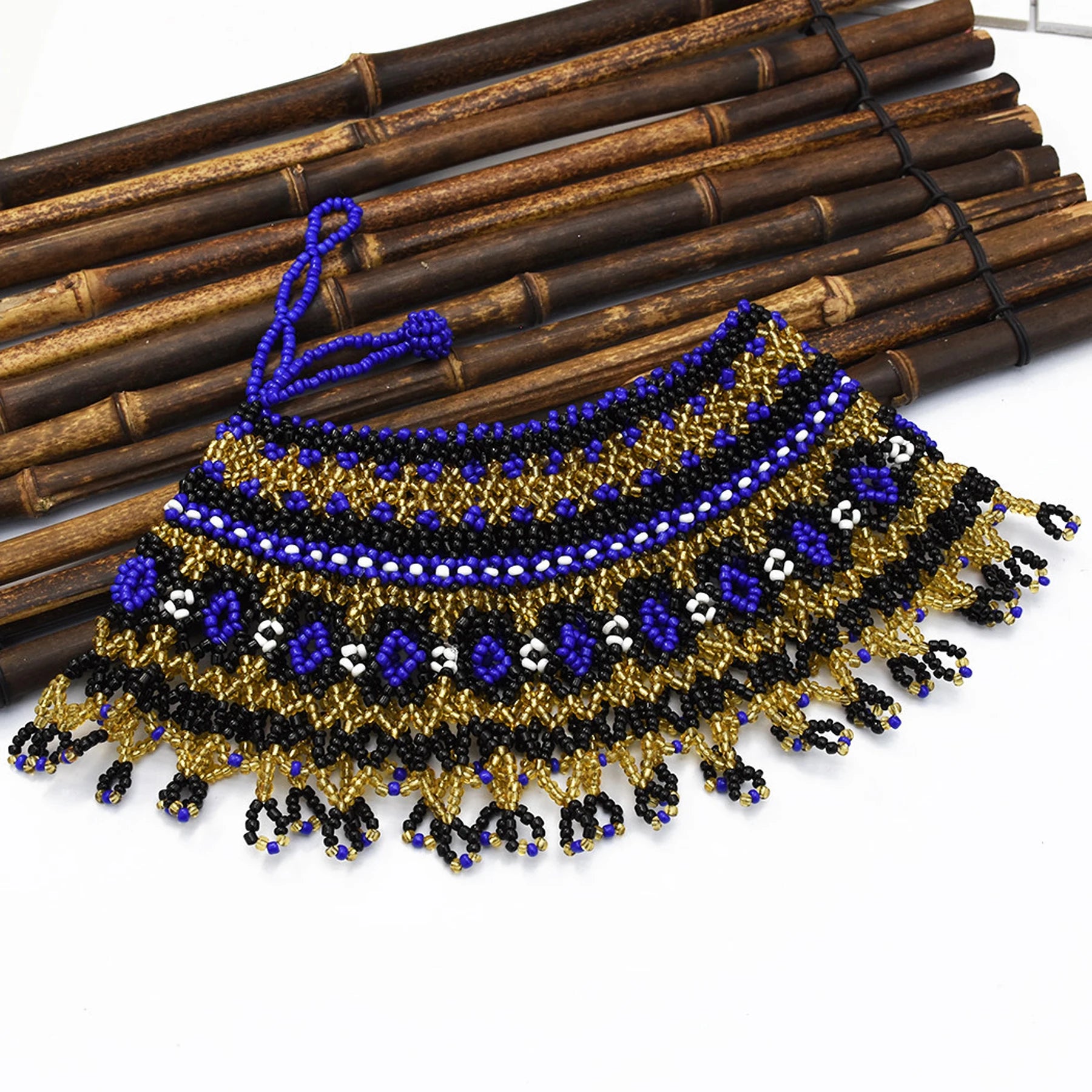 African Tribal Beaded Choker Necklace | Handmade Resin Bib | Afrocentric