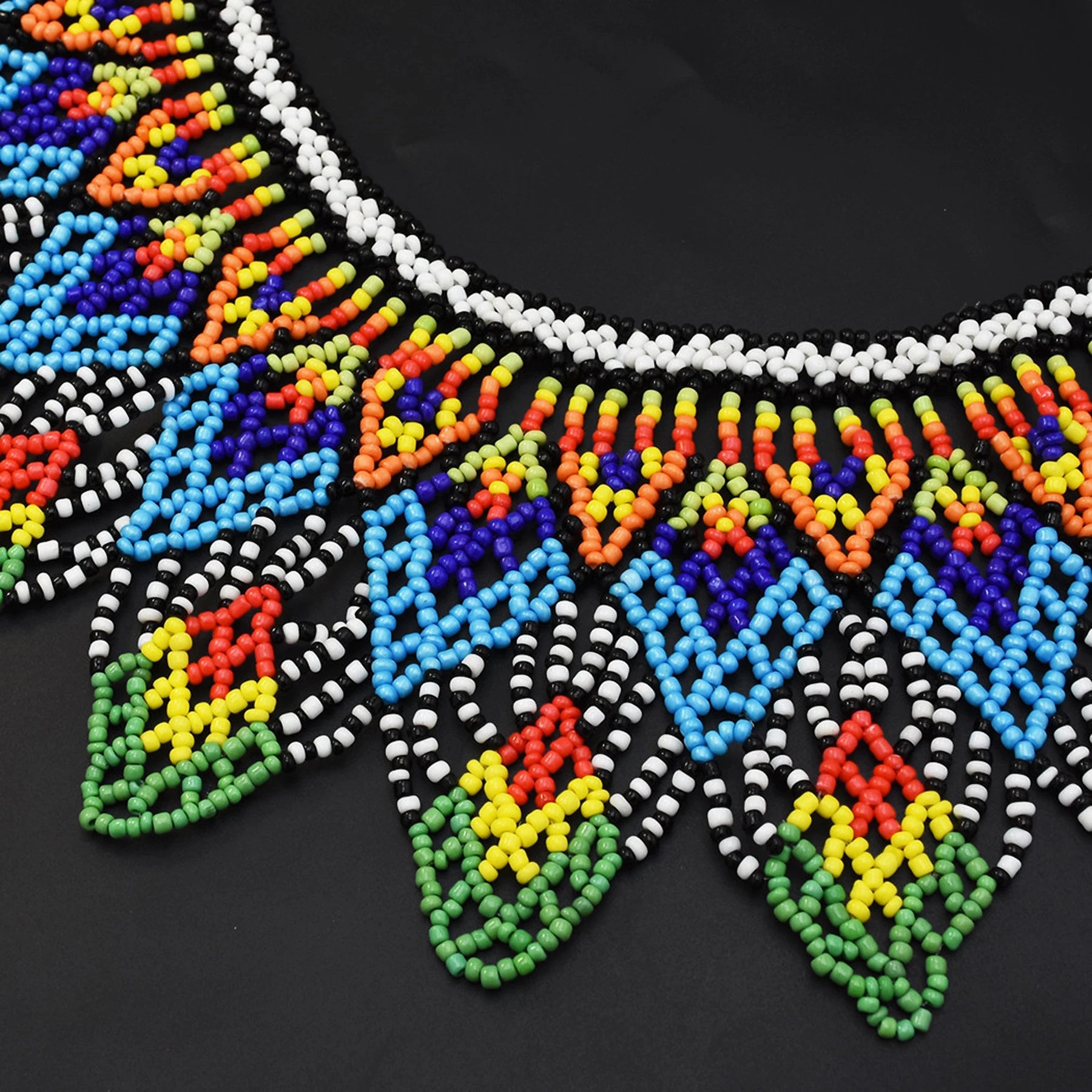 African Tribal Beaded Choker Necklace | Handmade Resin Bib | Afrocentric