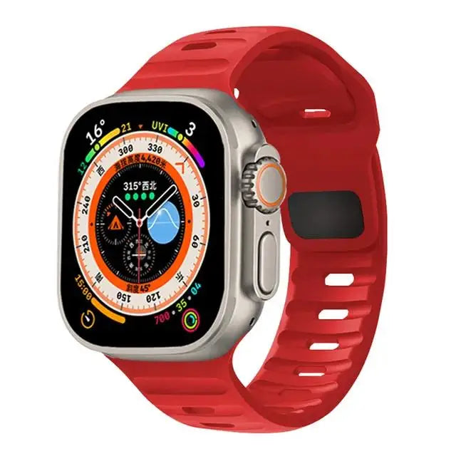 Silicone Sport Band for Apple Watch | Soft Rubber Strap for All Series & Ultra Red | Afrocentric