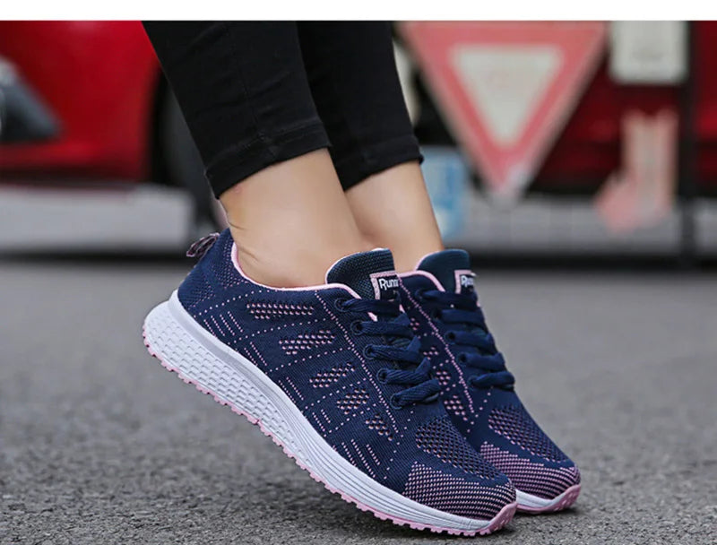 Women Casual Breathable Mesh Flat Sneakers - Lightweight Walking Gym Shoes | Afrocentric