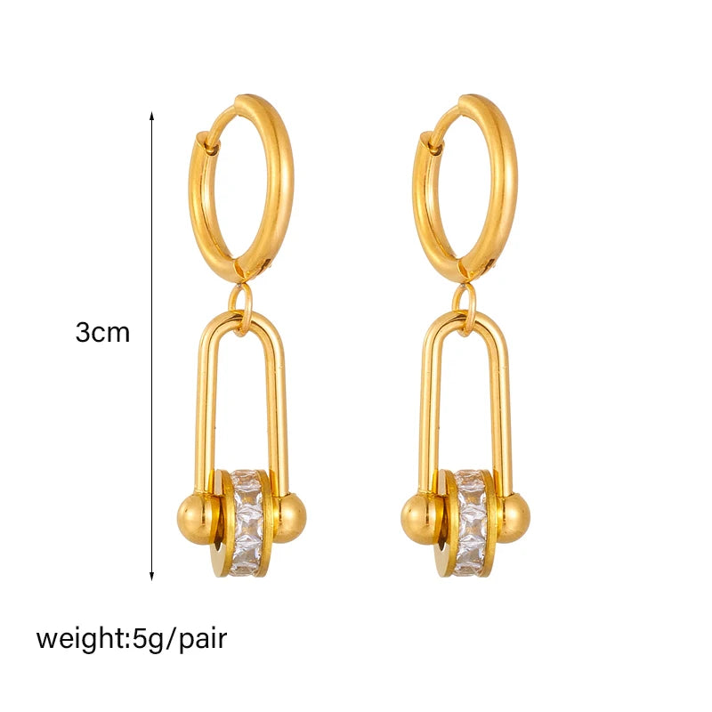 Geometric Crystal Stud Earrings | Stainless Steel Boho Fashion Jewellery | Afrocentric