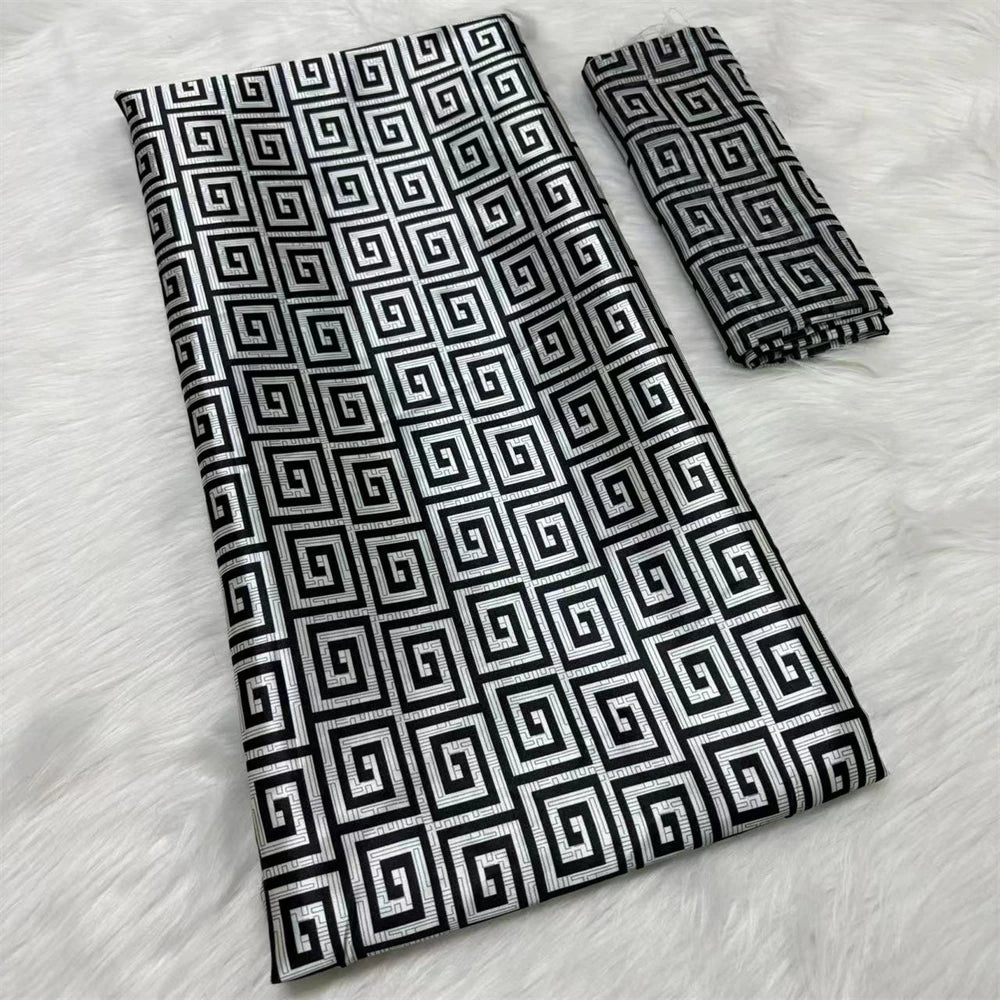 African Satin Silk Fabric High Quality Silk Fabric And Chiffon Tulle Blouse 4+2 Yards Nigerian Women Clothes Garment Cloth 543 6 yards | Afrocentric