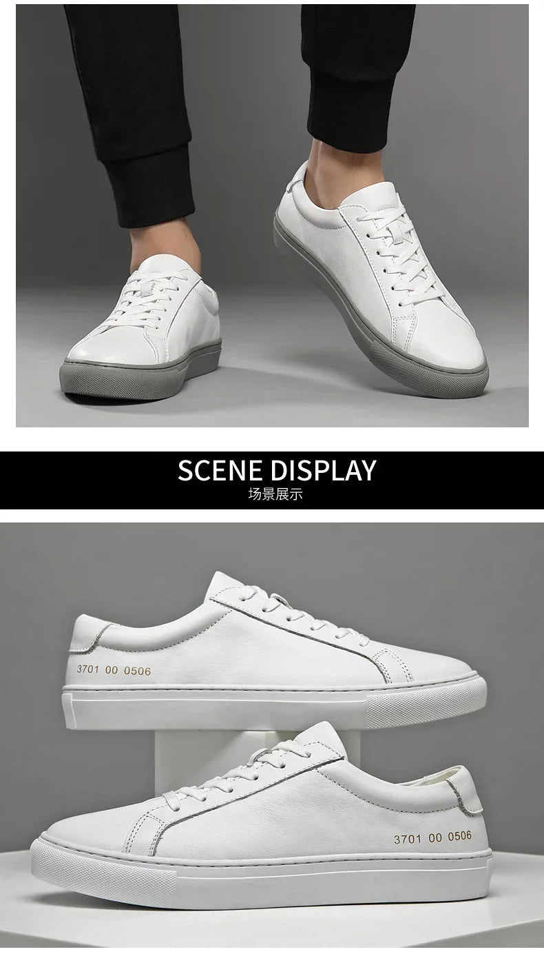 Italian Genuine Leather Men's Shoes 2025 - Designer White Comfortable Walking Shoes | Afrocentric