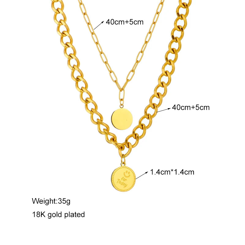 Multilayer Coin Pendant Necklace | Layered Chain for Women | Afrocentric