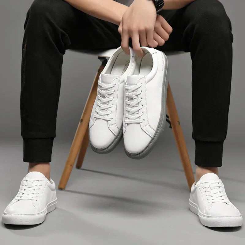 Italian Genuine Leather Men's Shoes 2025 - Designer White Comfortable Walking Shoes | Afrocentric
