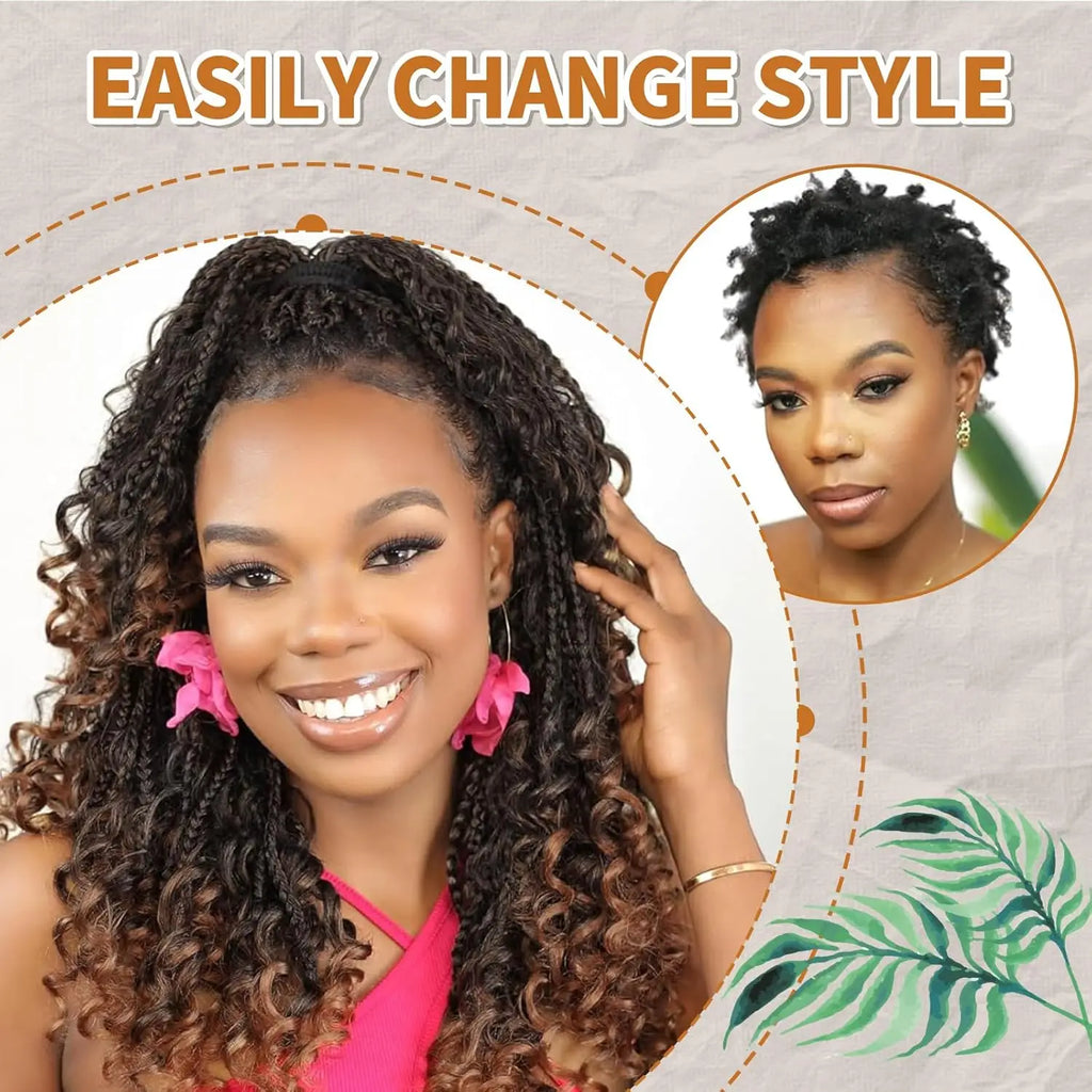Goddess Box Braids Crochet Hair | 10 Inch Boho Curly Ends | 12 Strands Per Pack | Afrocentric
