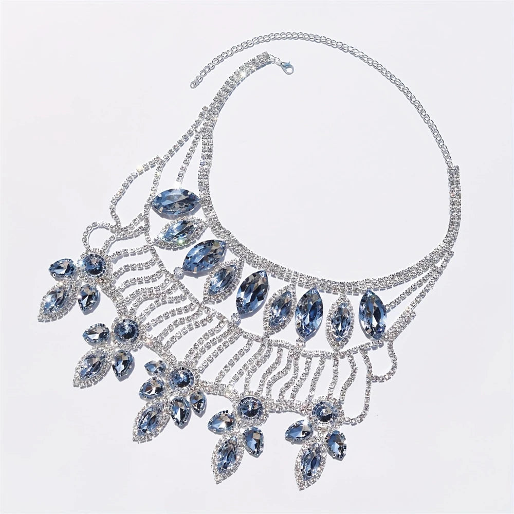 Crystal Rhinestone Choker Necklace | Luxury Geometric Water Drop Chain Collar | Afrocentric