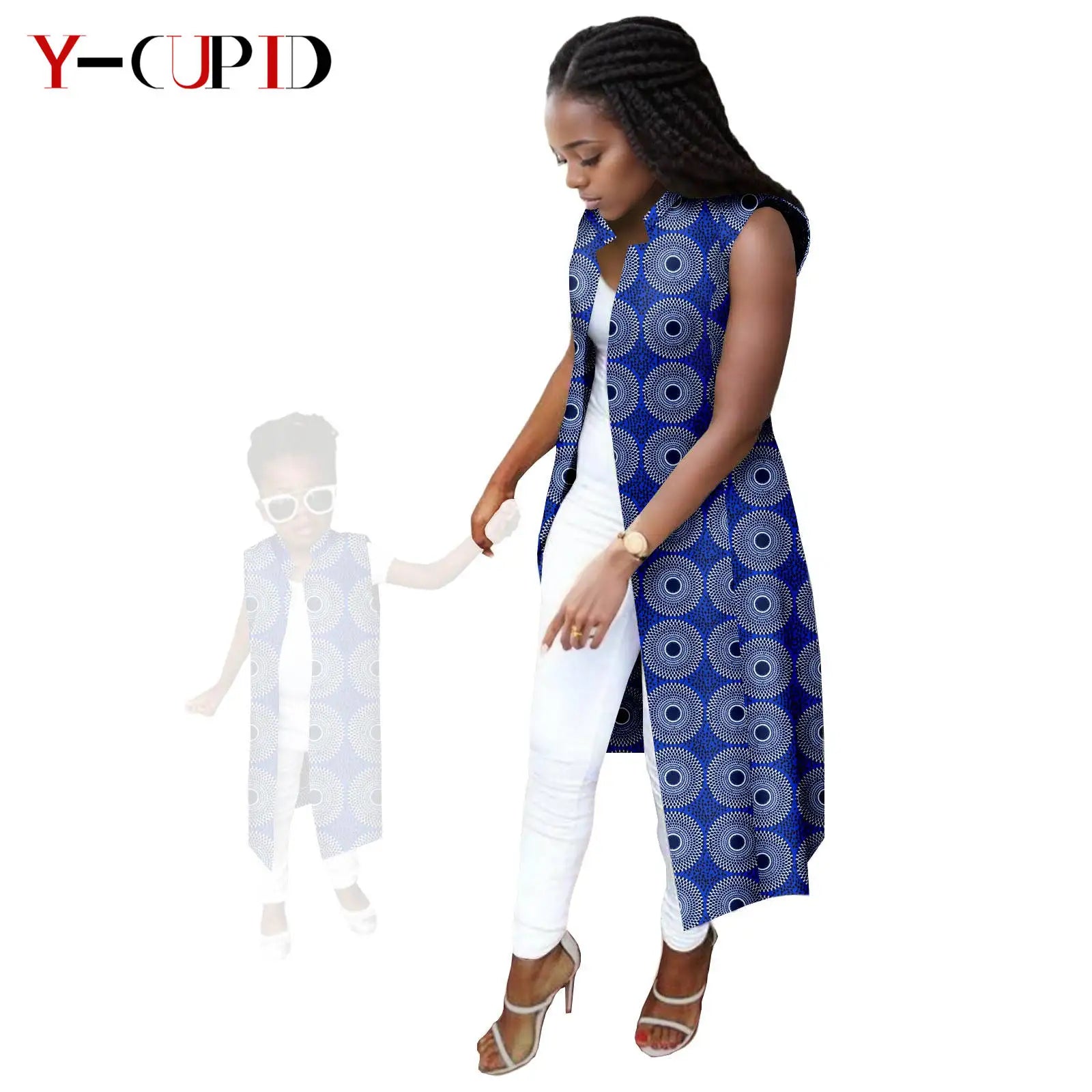 African Print Long Vest for Women and Girls Dashiki Summer Cotton Ankara Mother Jacket Outfits Matching Daughter Clothes 24F041 746 Mother | Afrocentric