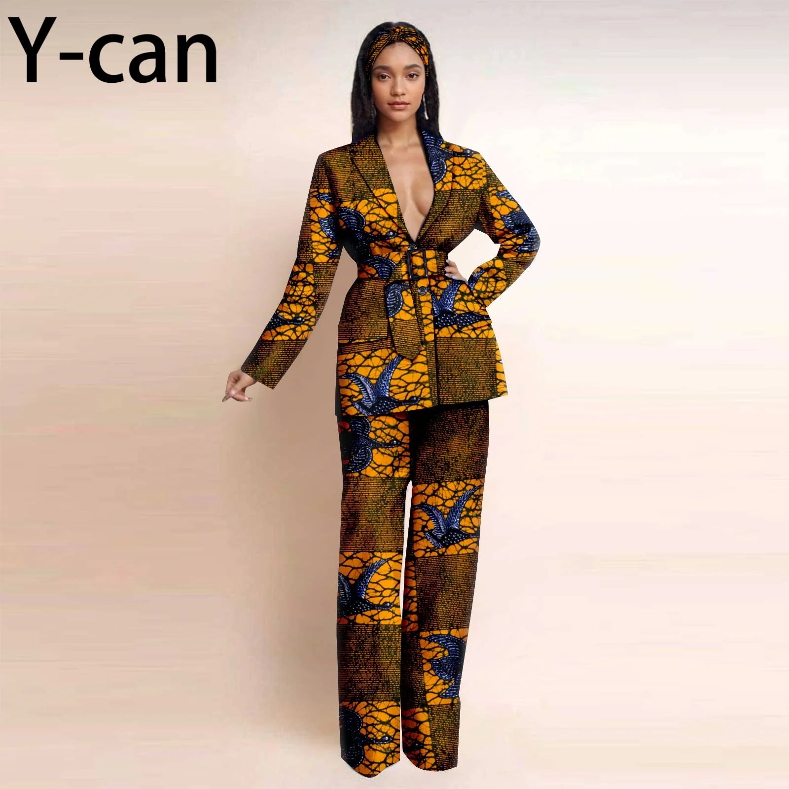 Dashiki Ankara Print African Women Set Traditional Long Sleeve Jacket Coat and Pants 2 Piece Suit Set Office Clothes 2426028 771 | Afrocentric