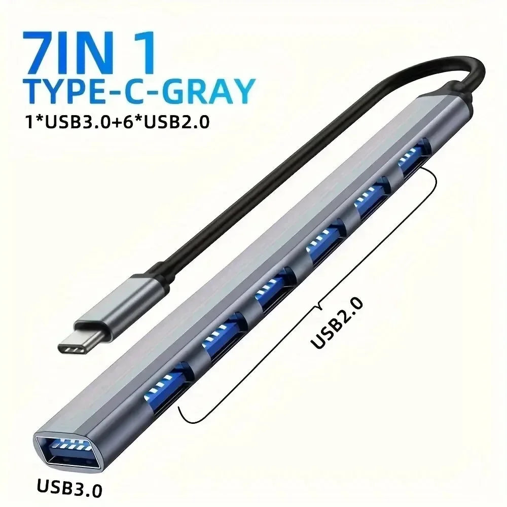 USB-C Hub Adapter | Multi-Port USB-C Dock for MacBook, Laptop & More 7 in 1 typc | Afrocentric