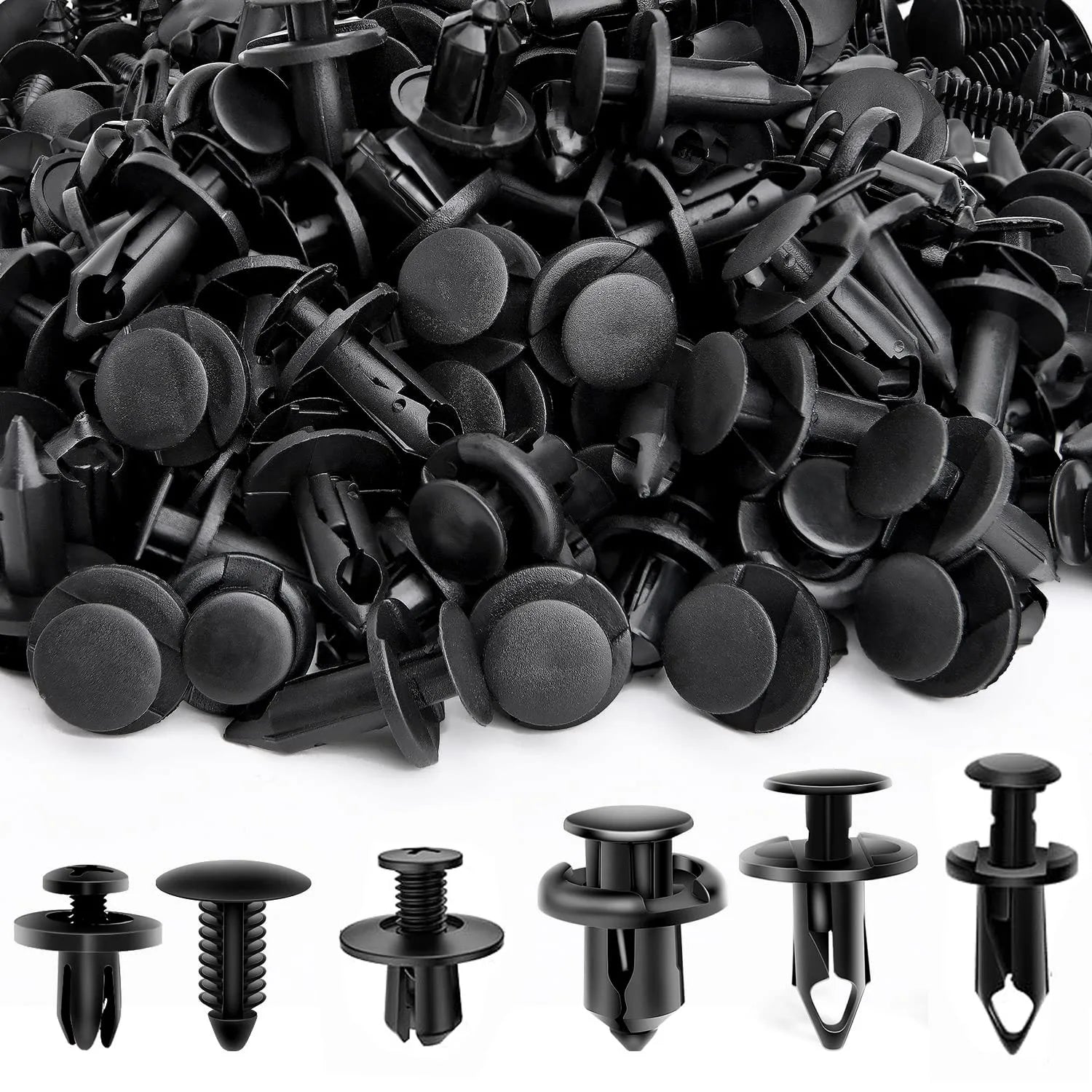 Bagged Set of 190 Pcs Car Universal Buckles 6 Models Size Fastener Rivet Clamping Fastener Buckle Car Accessory Abs Material Fixed Screw 190Pcs | Afrocentric