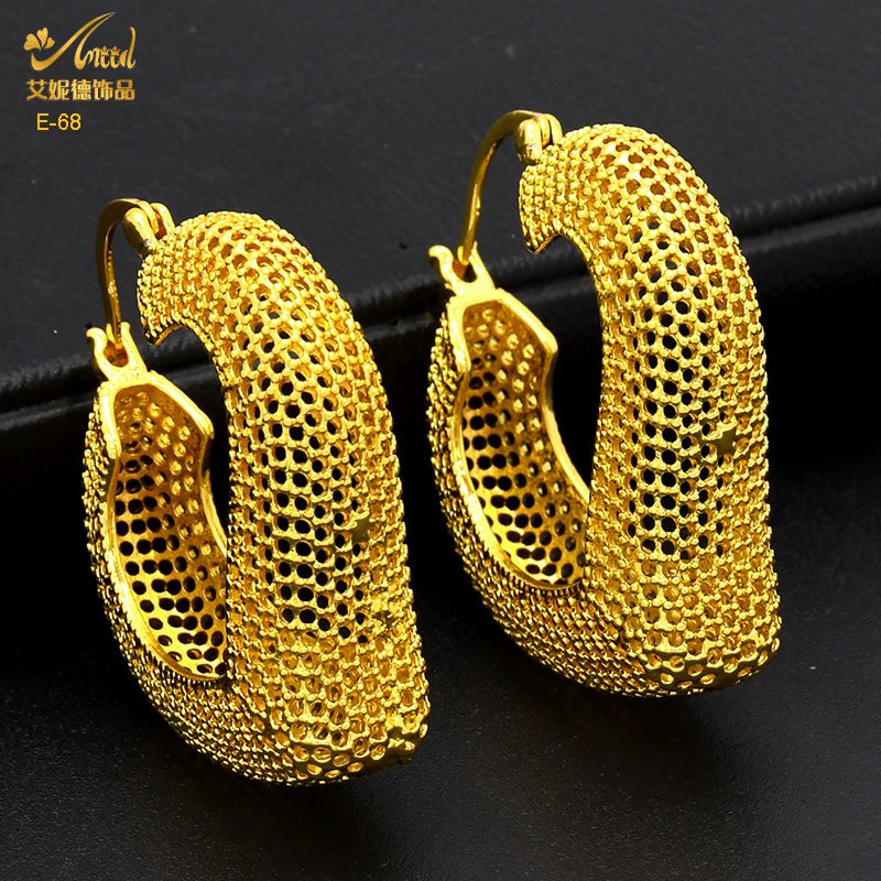 African Gold Round Statement Earrings E-68 | Afrocentric