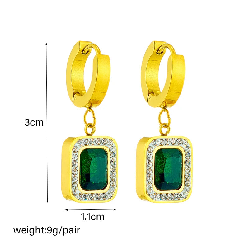 Green Crystal Zircon Jewelry Set | Necklace, Earrings & Bracelet for Women | Afrocentric