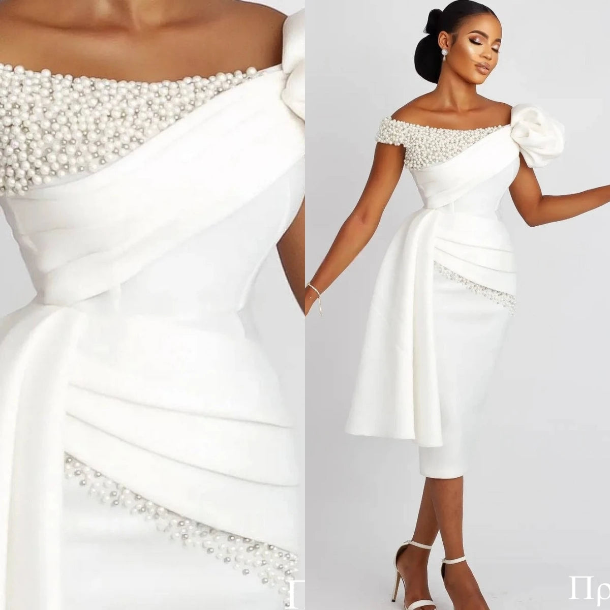 Customized Exquisite Satin Sparkly Pearls Luxury Wedding Dress Simple Sleeveless High Quality Bridal Party Fashion Bridal Gowns China Mainland | Afrocentric