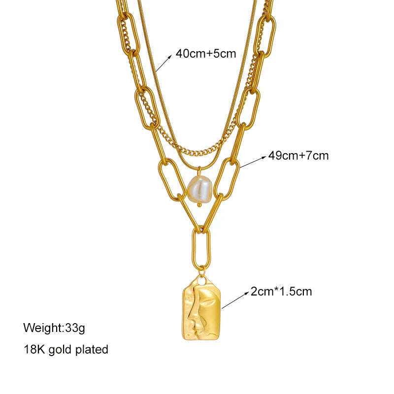 Multilayer Coin Pendant Necklace | Layered Chain for Women | Afrocentric