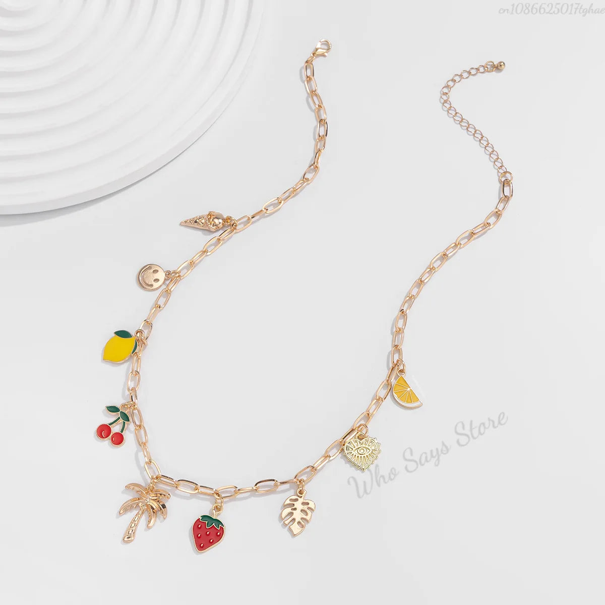 Boho Fruit Charm Choker Necklace | Cherry, Strawberry & Sweet Dopamine Jewellery | Afrocentric