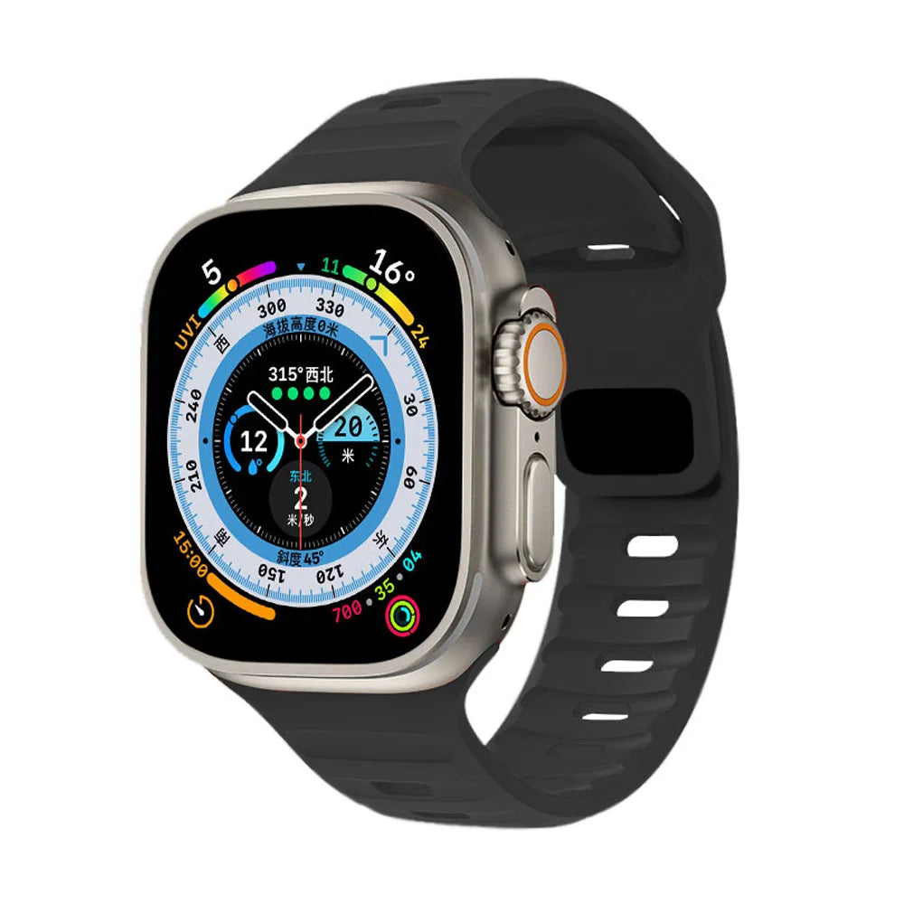 Silicone Sport Band for Apple Watch | Soft Rubber Strap for All Series & Ultra Black | Afrocentric