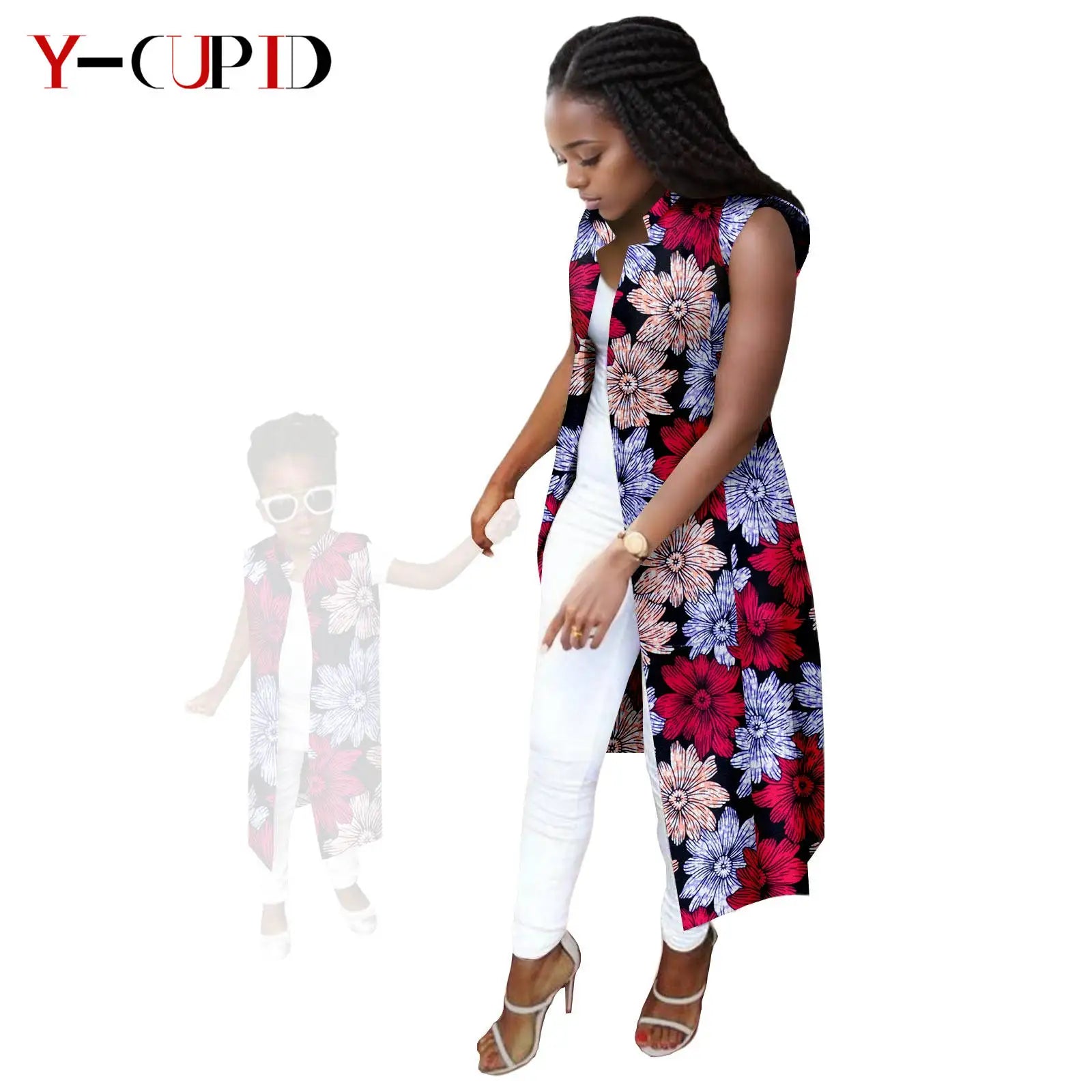 African Print Long Vest for Women and Girls Dashiki Summer Cotton Ankara Mother Jacket Outfits Matching Daughter Clothes 24F041 775 Mother | Afrocentric