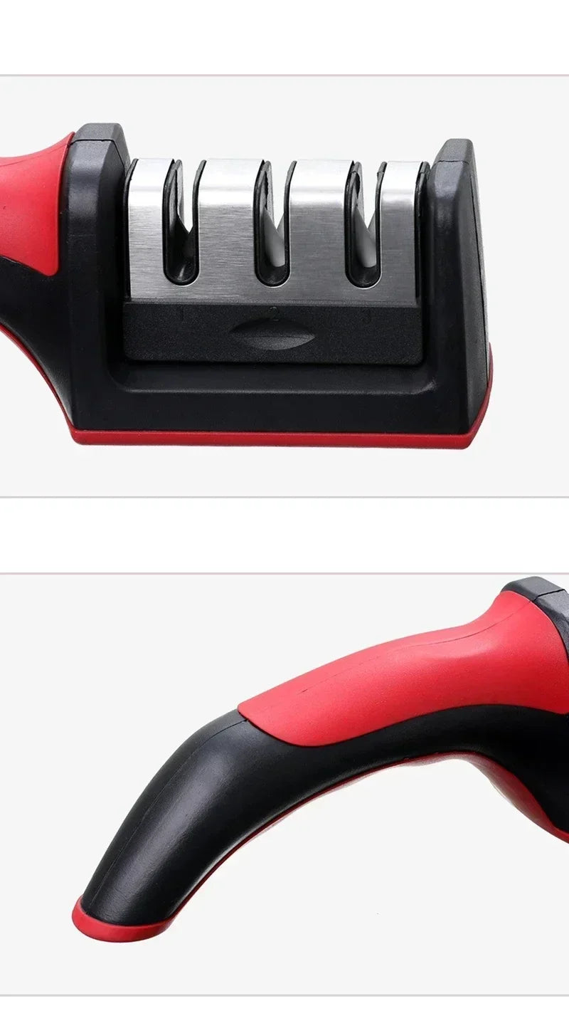 3-Stage Kitchen Knife Sharpener | Ceramic & Stainless Steel Handheld Sharpener | Afrocentric