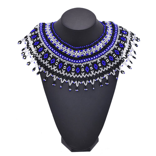 African Tribal Beaded Choker Necklace | Handmade Resin Bib | Afrocentric