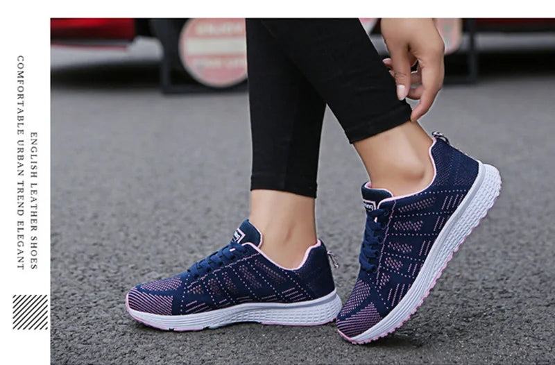 Women Casual Breathable Mesh Flat Sneakers - Lightweight Walking Gym Shoes | Afrocentric