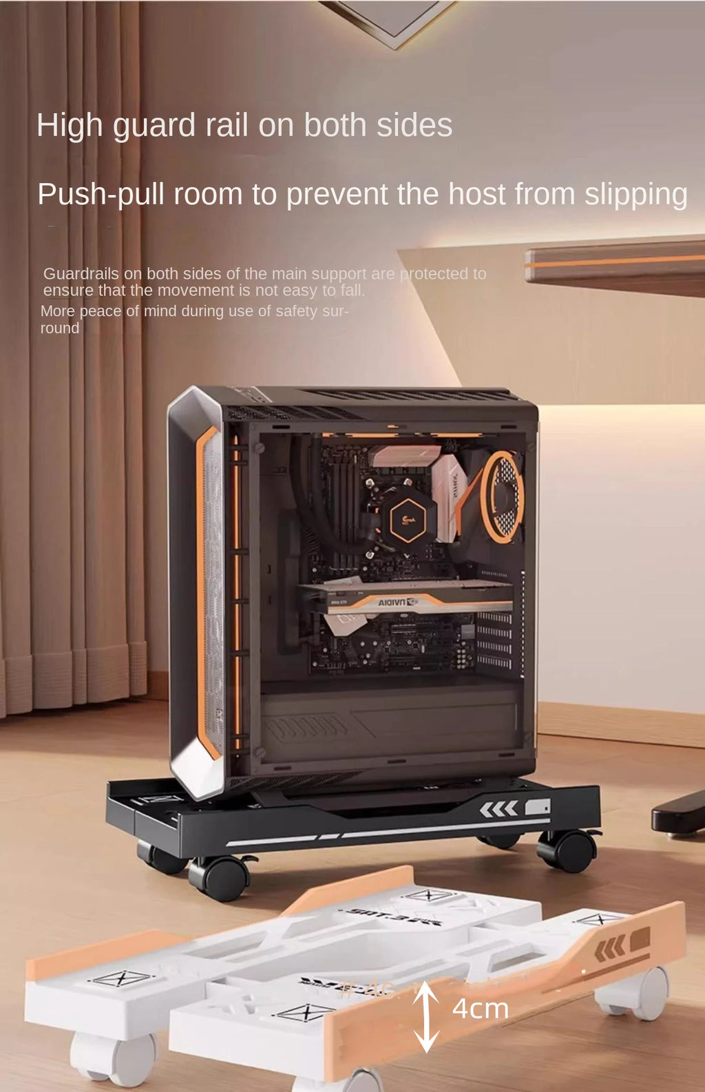 Adjustable CPU Stand with Wheels | Mobile PC Tower Desktop Floor Stand | Afrocentric