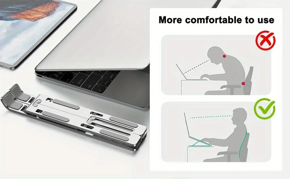 Adjustable Aluminum Laptop Stand | 6-Level Height Foldable 8-16" Laptops | Afrocentric