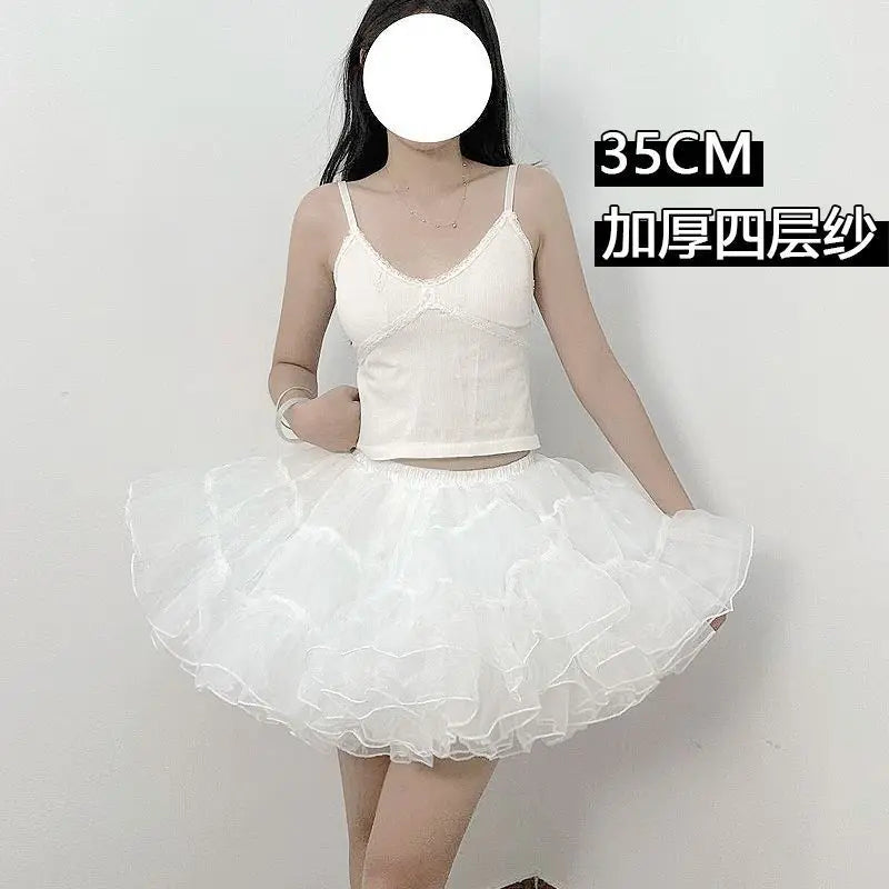Multi-layer Ruffled Petticoats for Women - Fluffy Bubble Skirt Crinoline Underskirt 4 layers 35cm long | Afrocentric