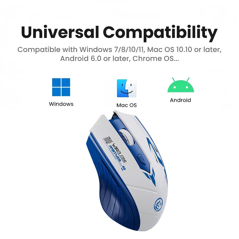 Bluetooth 5.4 Dual-Mode Wireless Mouse | 6 Buttons | Rechargeable | PC & Mac | Afrocentric