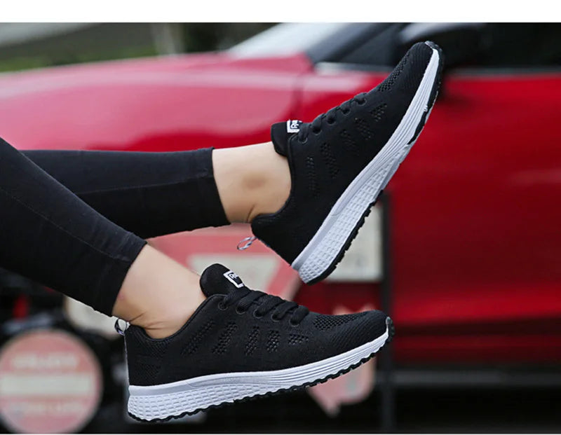 Women Casual Breathable Mesh Flat Sneakers - Lightweight Walking Gym Shoes | Afrocentric