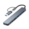 8-in-1 USB-C Hub - 4 USB Ports, USB-C, TF/SD Card Reader & 3.5mm Audio for MacBook & iPad GRAY | Afrocentric