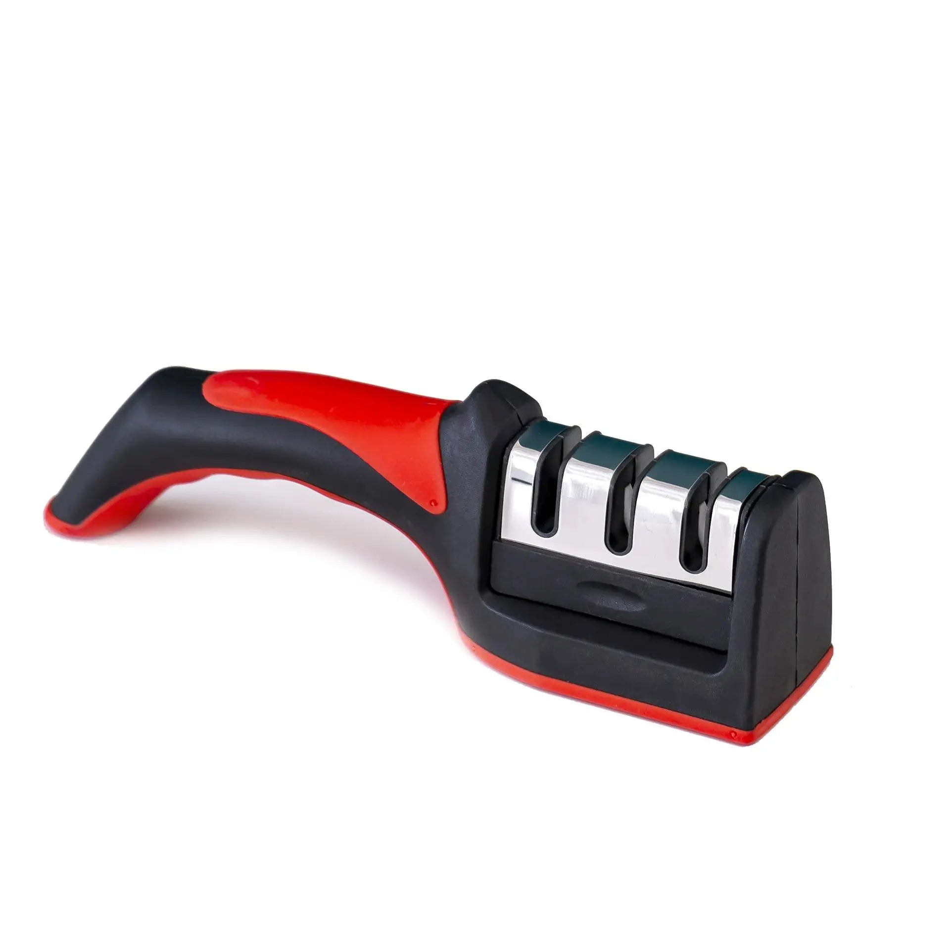 3-Stage Kitchen Knife Sharpener | Ceramic & Stainless Steel Handheld Sharpener 3-Segment red 22cm | Afrocentric