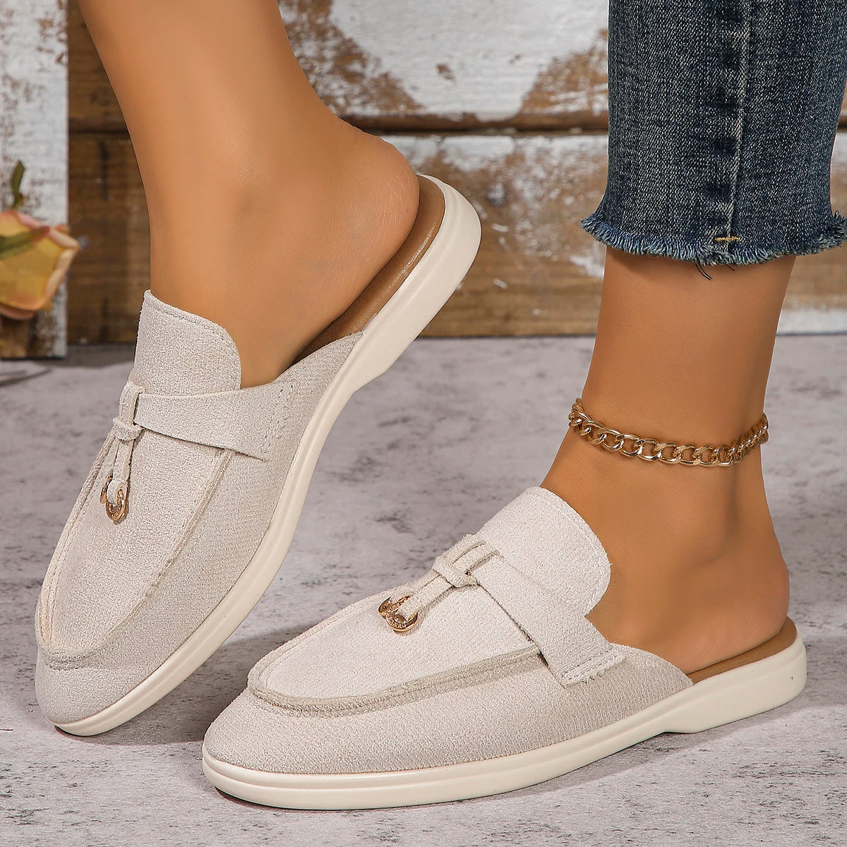 2024 Women's Slip-On Sneakers - Flat Casual Loafers Plus Size Vulcanized Walking Shoes Beige | Afrocentric