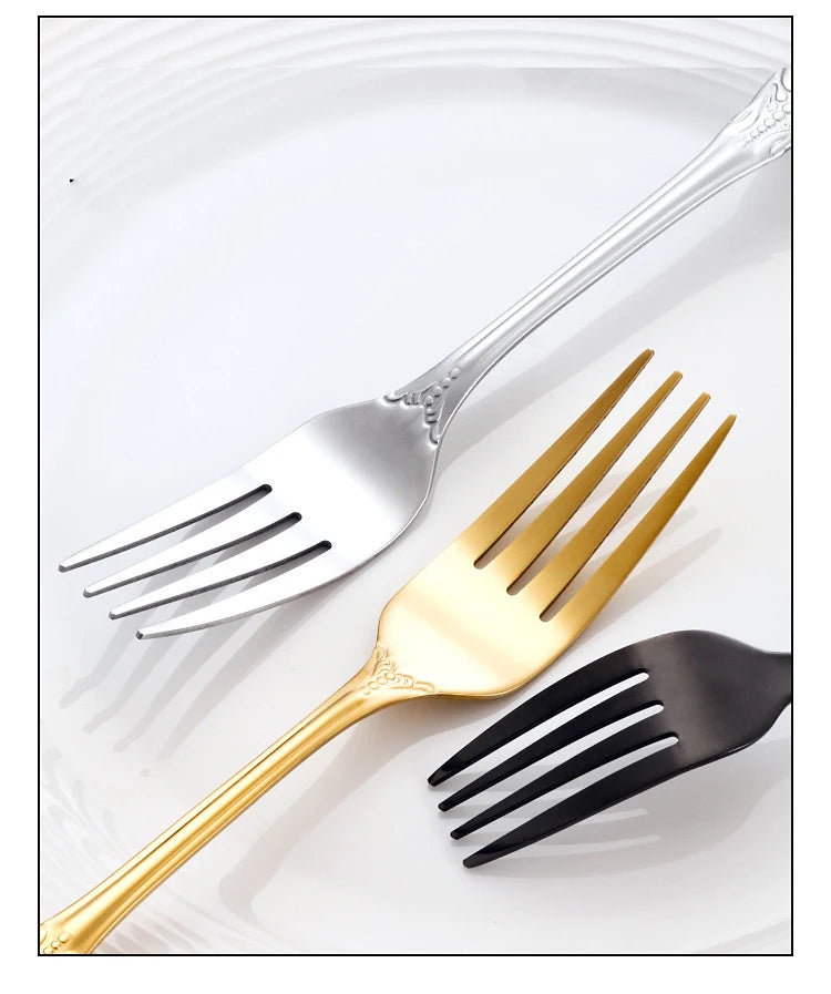 Luxury Retro Cutlery Set | Engraved Stainless Steel Flatware | 4pc, 5pc, 16pc & 24pc Sets | Afrocentric