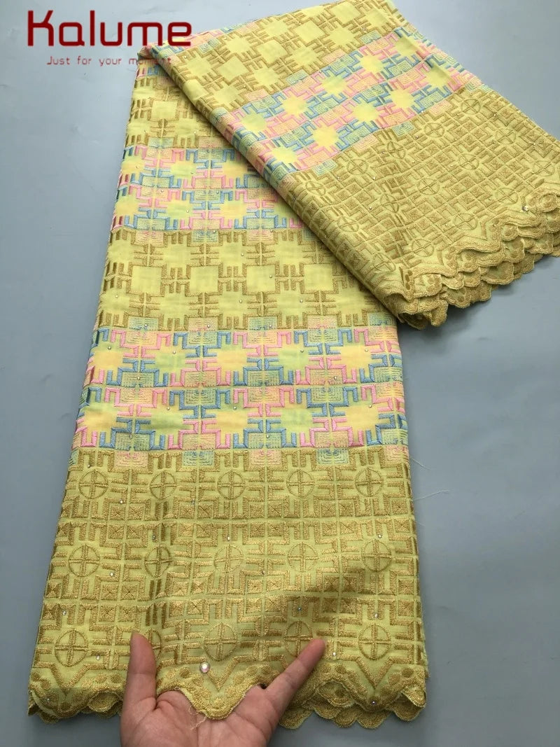 Kalume 2025 African Cotton Lace Fabric Newest Nigerian Swiss Voile Lace Fabric High Quality For Party Sewing Wedding Dress F4384 3african lace fabric 5yard China Mainland | Afrocentric