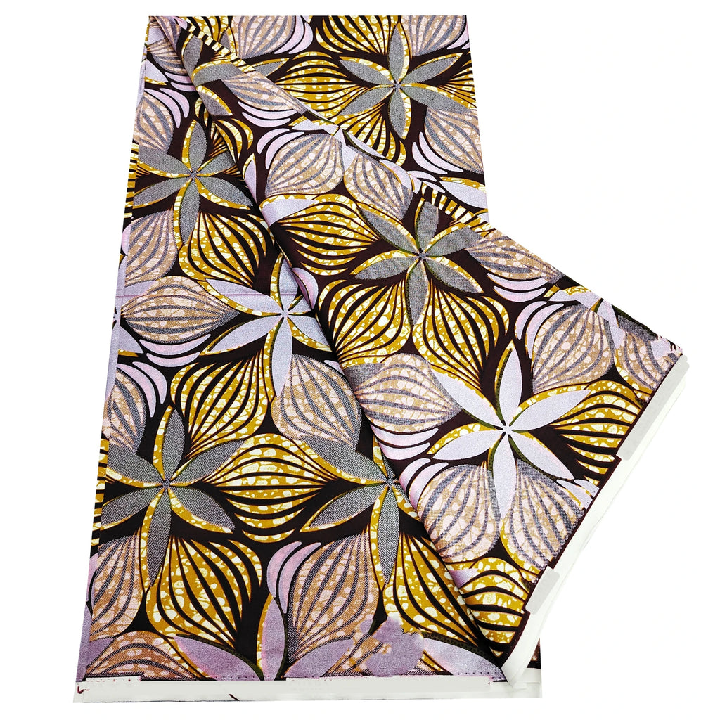 Newest African Grand Golden Wax Print Fabric 100% Cotton Good Quality Ankara Tissu Pagne Flash Gold Print Batik Wax H6-528-2 | Afrocentric