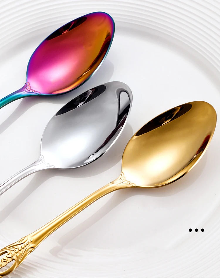 Luxury Retro Cutlery Set | Engraved Stainless Steel Flatware | 4pc, 5pc, 16pc & 24pc Sets | Afrocentric