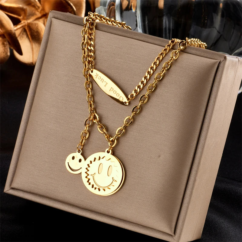 Multilayer Coin Pendant Necklace | Layered Chain for Women | Afrocentric