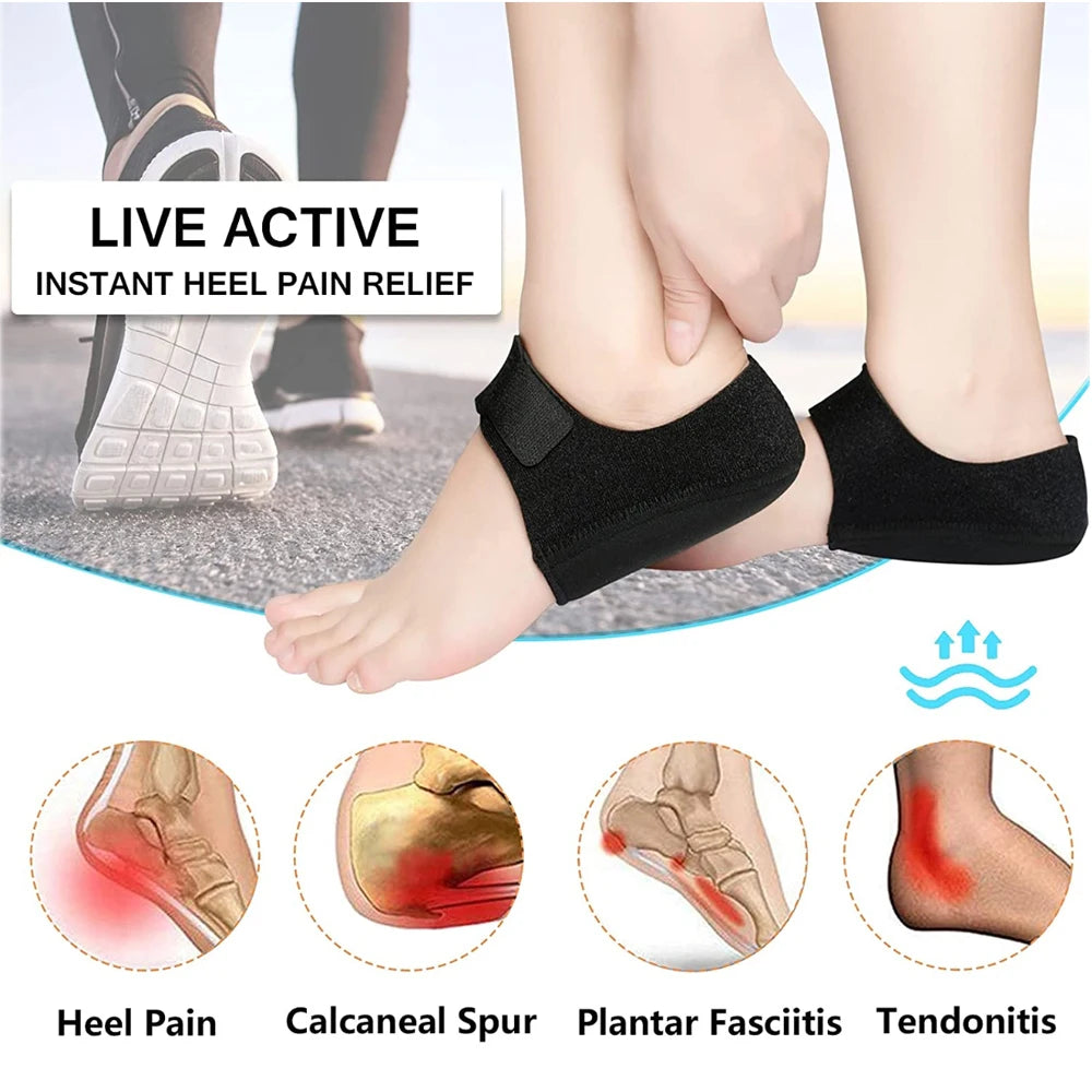 Plantar Fasciitis Heel Spur Support Insoles - U-Shaped Silicone Gel Heel Cups for Pain Relief | Afrocentric