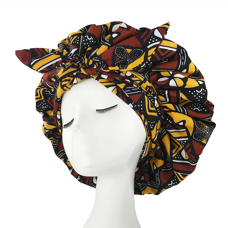 Ankara Print Satin Sleep Bonnet double layer-14 | Afrocentric
