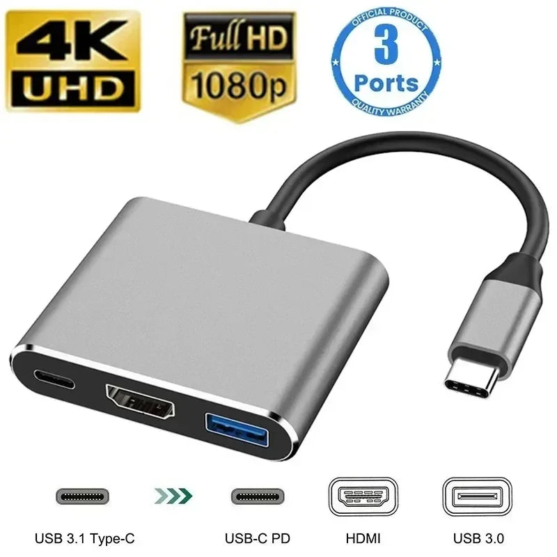 USB-C Hub Adapter | Multi-Port USB-C Dock for MacBook, Laptop & More 3 in 1 | Afrocentric