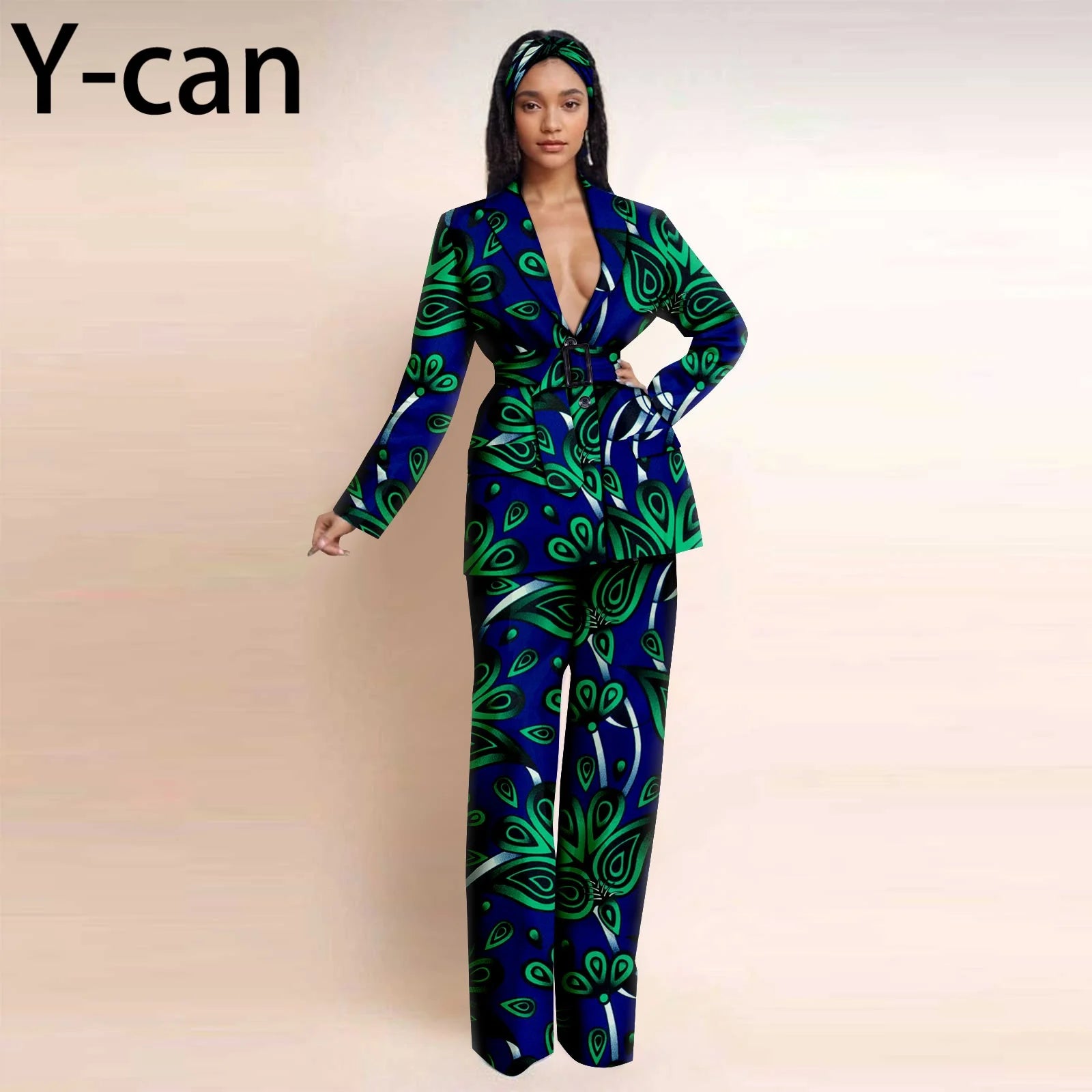 Dashiki Ankara Print African Women Set Traditional Long Sleeve Jacket Coat and Pants 2 Piece Suit Set Office Clothes 2426028 772 | Afrocentric