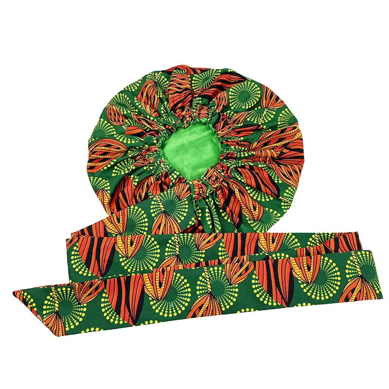 Ankara Print Satin Sleep Bonnet double layer-13 | Afrocentric